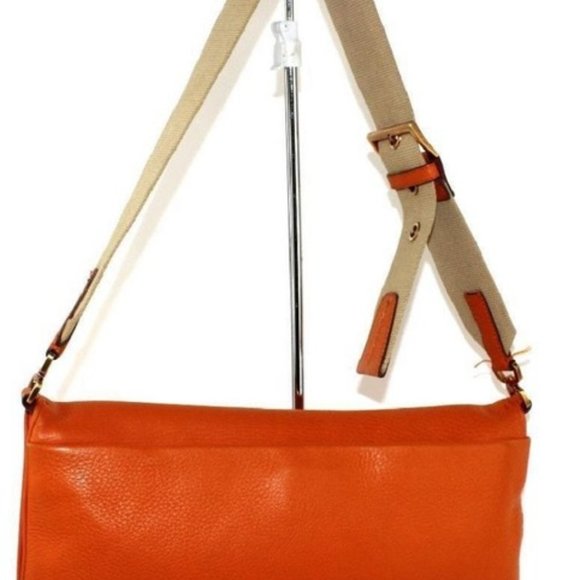 Prada Style Purse With Orange Leather Canvas Strap Messenger Bag - Picture 11 of 12